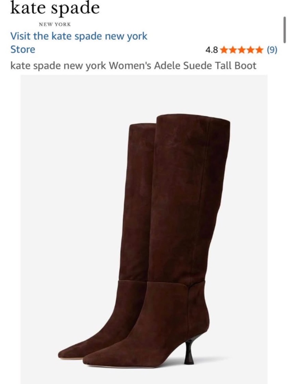 Kate Spade new york women's Adele Suede Tall Boot - 7.5, color: hot fudge